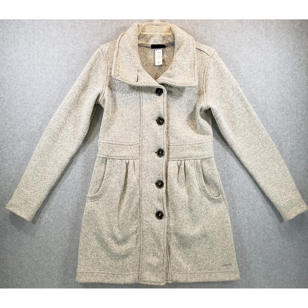 Patagonia Better Sweater Fleece Coat Womens Sz M Gray Button Up Pea Coat Jacket